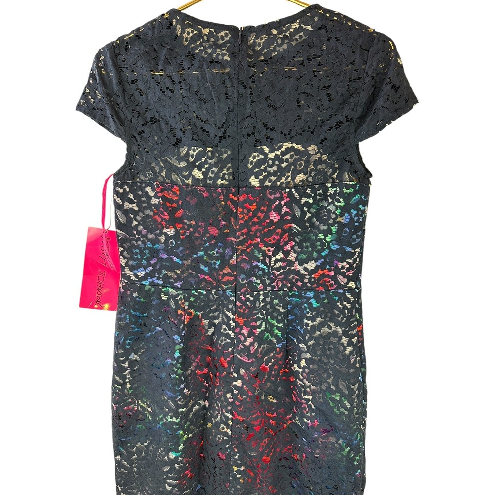 NEW Betsey Johnson Lace Overlay Floral Sheath Dress Navy Floral Size 8 Cocktail - Picture 8 of 15